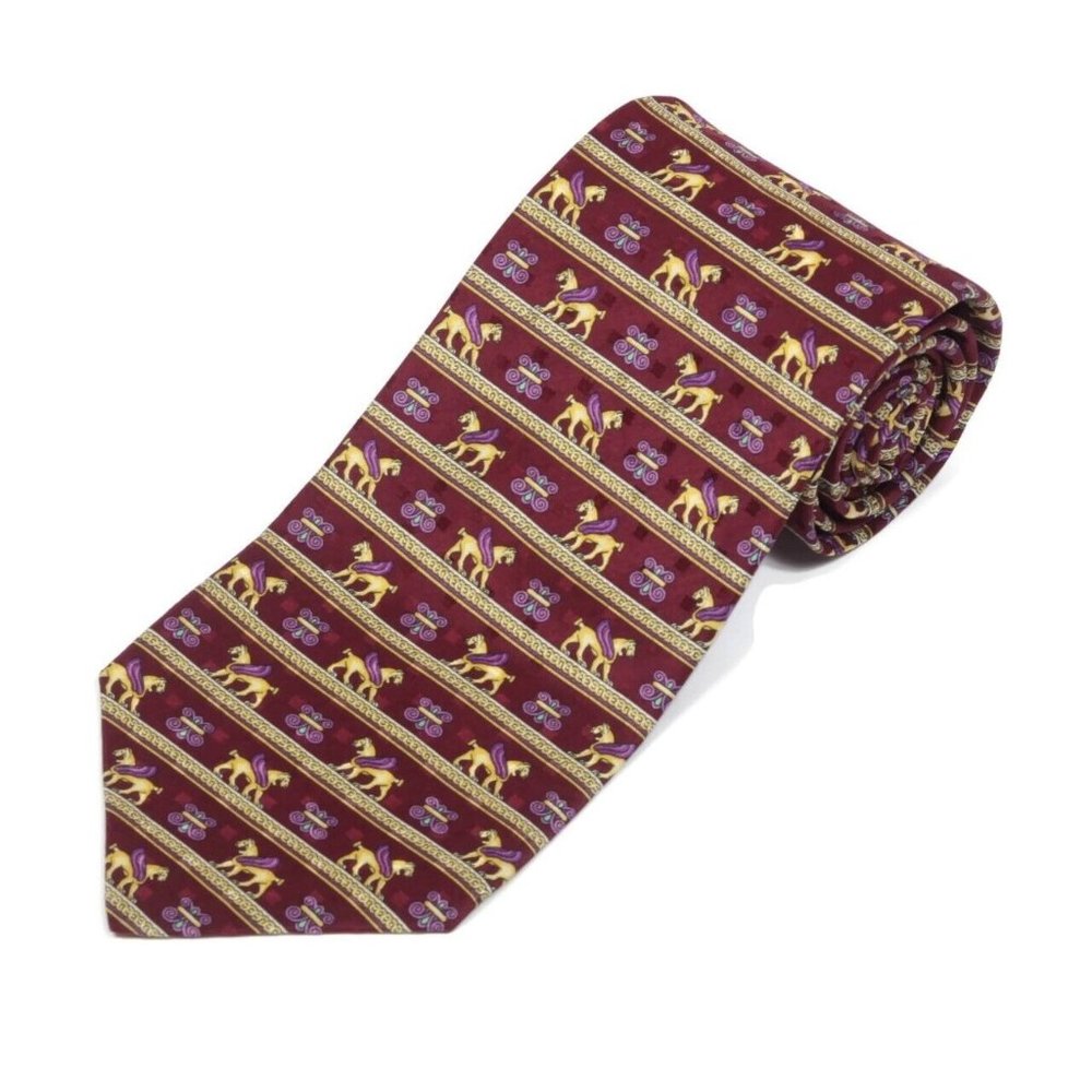 VERSACE CLASSIC V2 Burgundy Red Purpel Gold Griffin Mythical Men's Silk Neck Tie